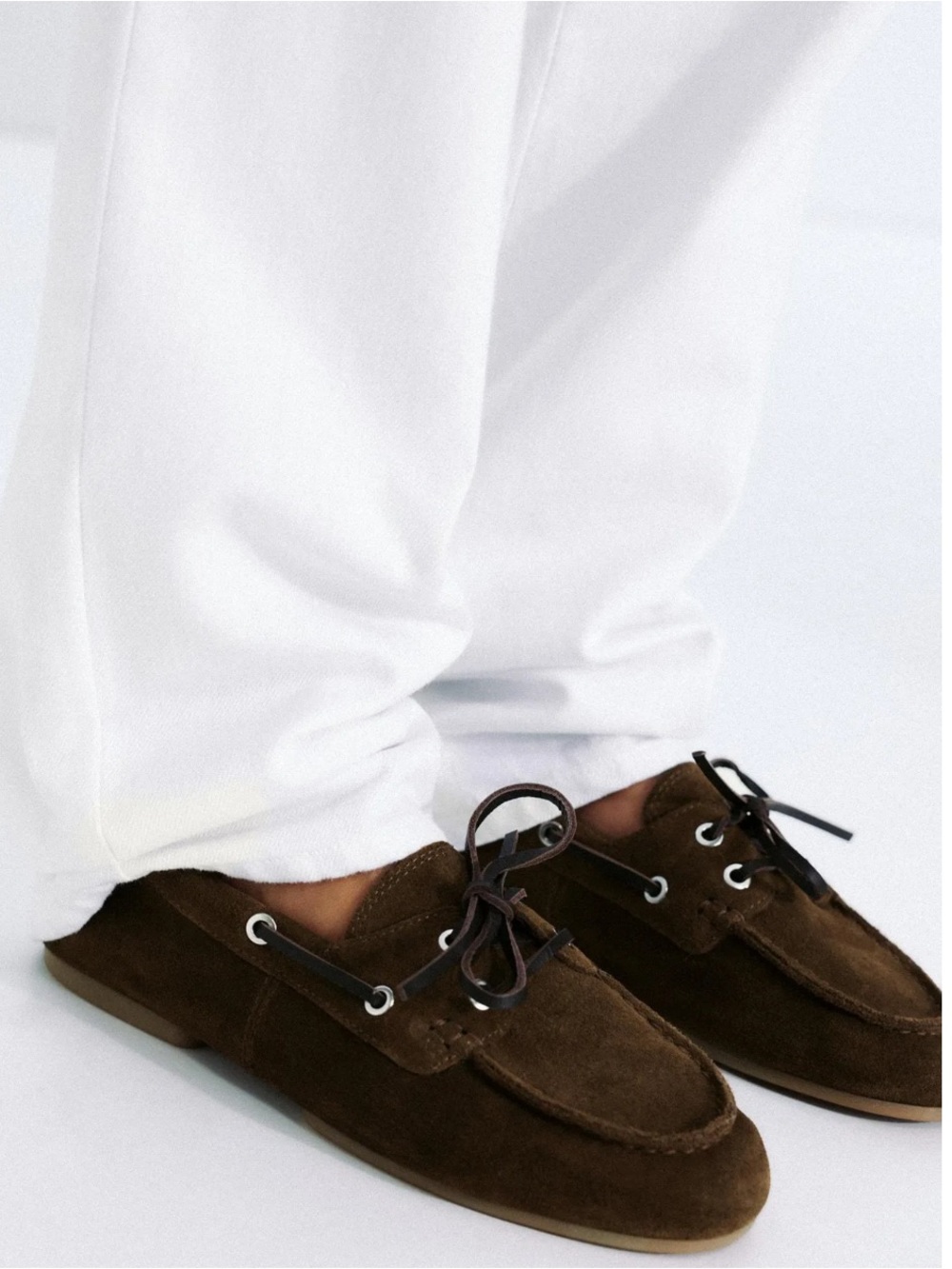 Zara Brown Suede Moccasin Loafers